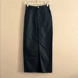 Coated Denim Maxi Skirt
